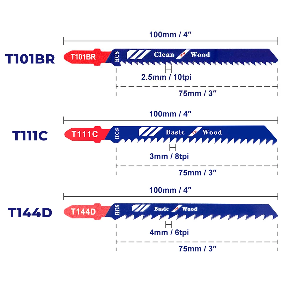 HAMPTON 2-teiliges HCS-Stichsägeblatt-Set mit T-Schaft, scharfes, schnell schneidendes Stichsägeblatt für Holz, Kunststoff, Metall, T111C, T101BR, T144D – Detail 3