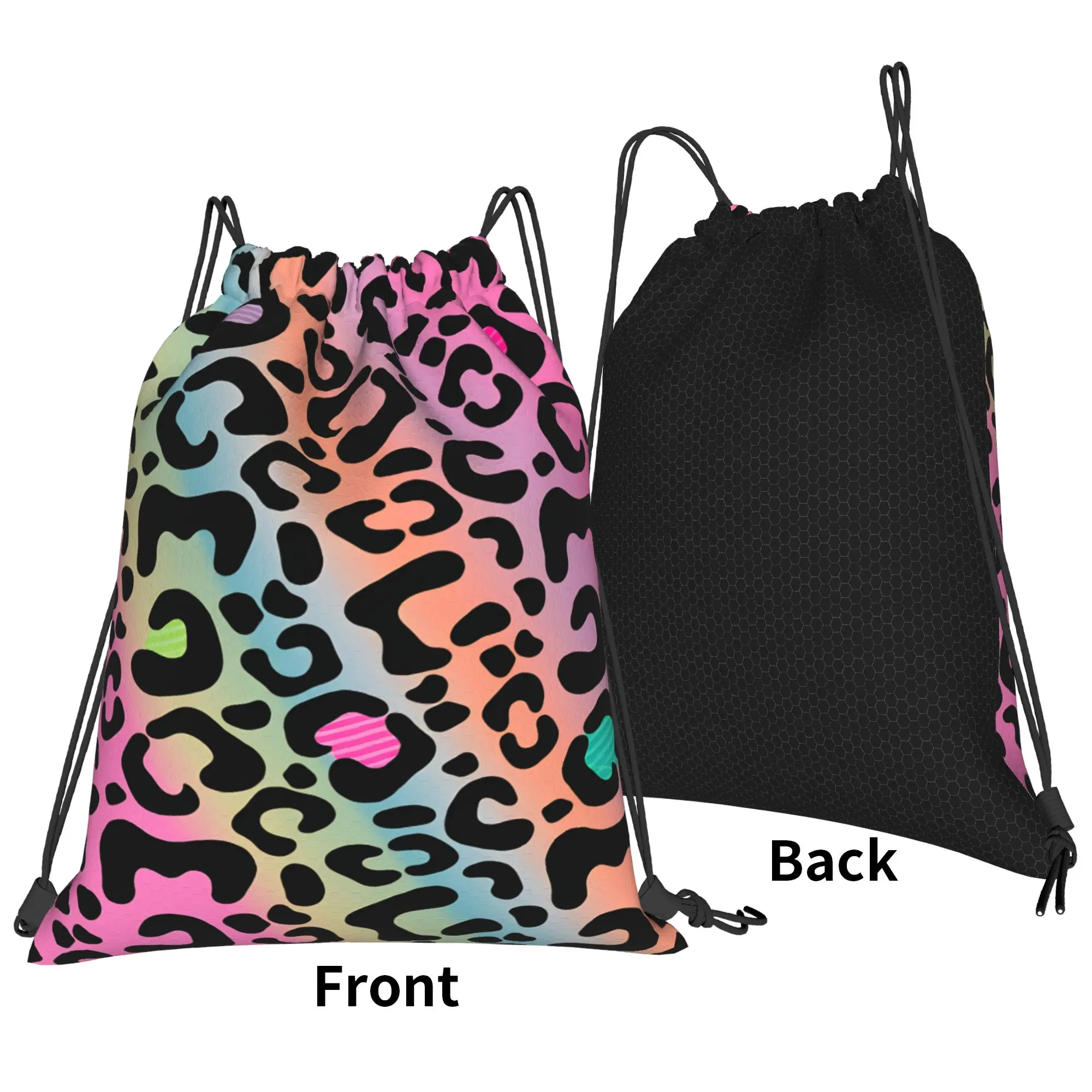 Leopard Print  Backpack  Large Men Sports Camping Custom Sackpack String Bags