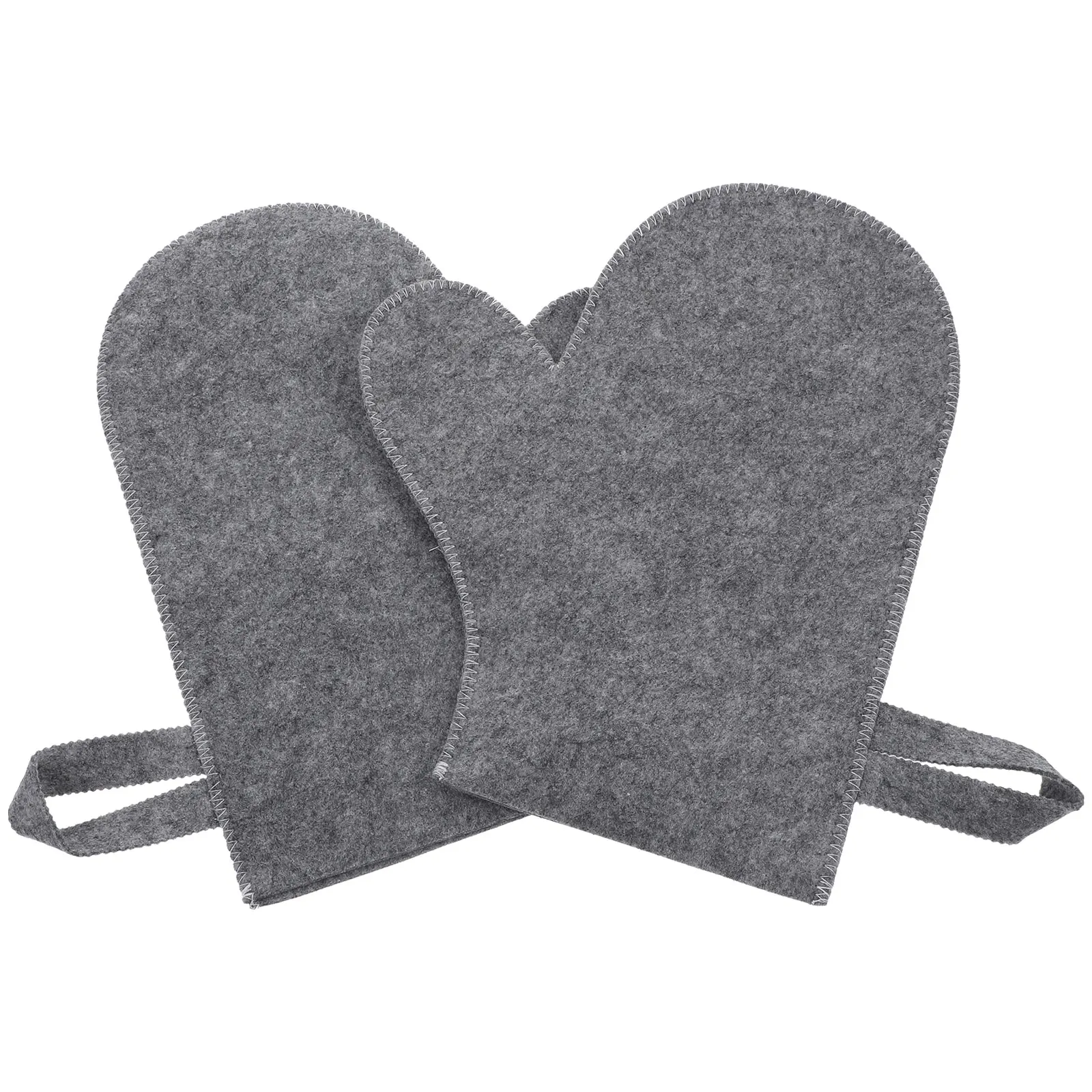 

2pcs Felt Sauna Gloves Insulation Bath Body Scrub Protective Mitts Gray Heat Resistant Waterproof Store Back
