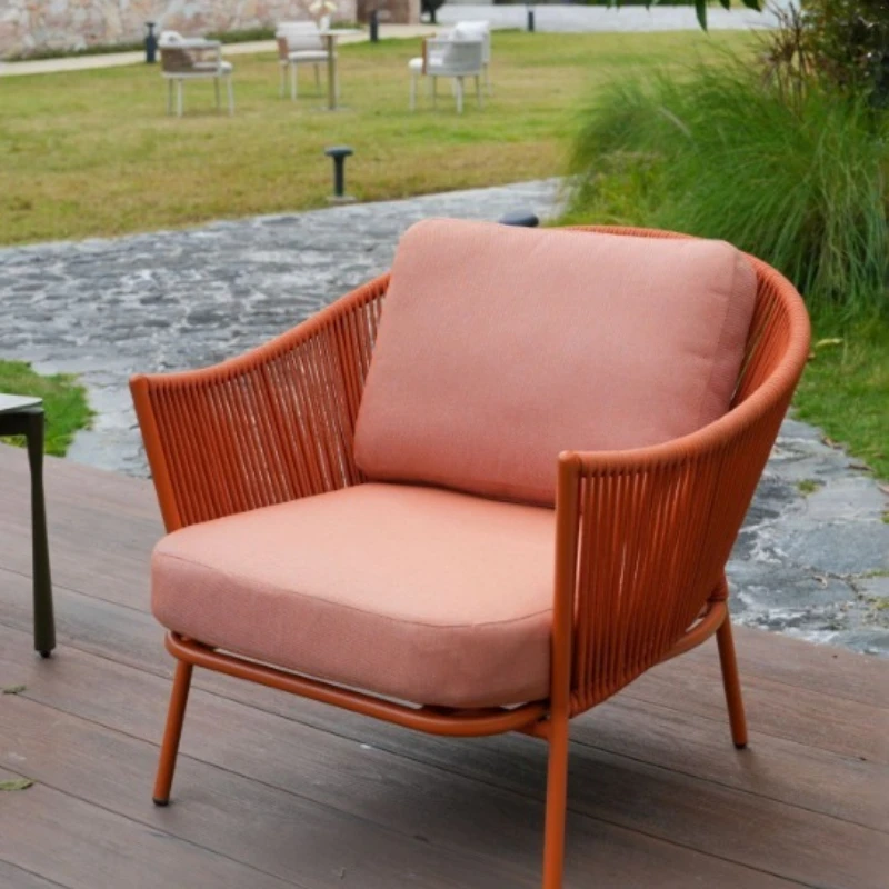 Outdoor aluminum courtyard restaurant Villa courtyard sun protection braided rope sofa