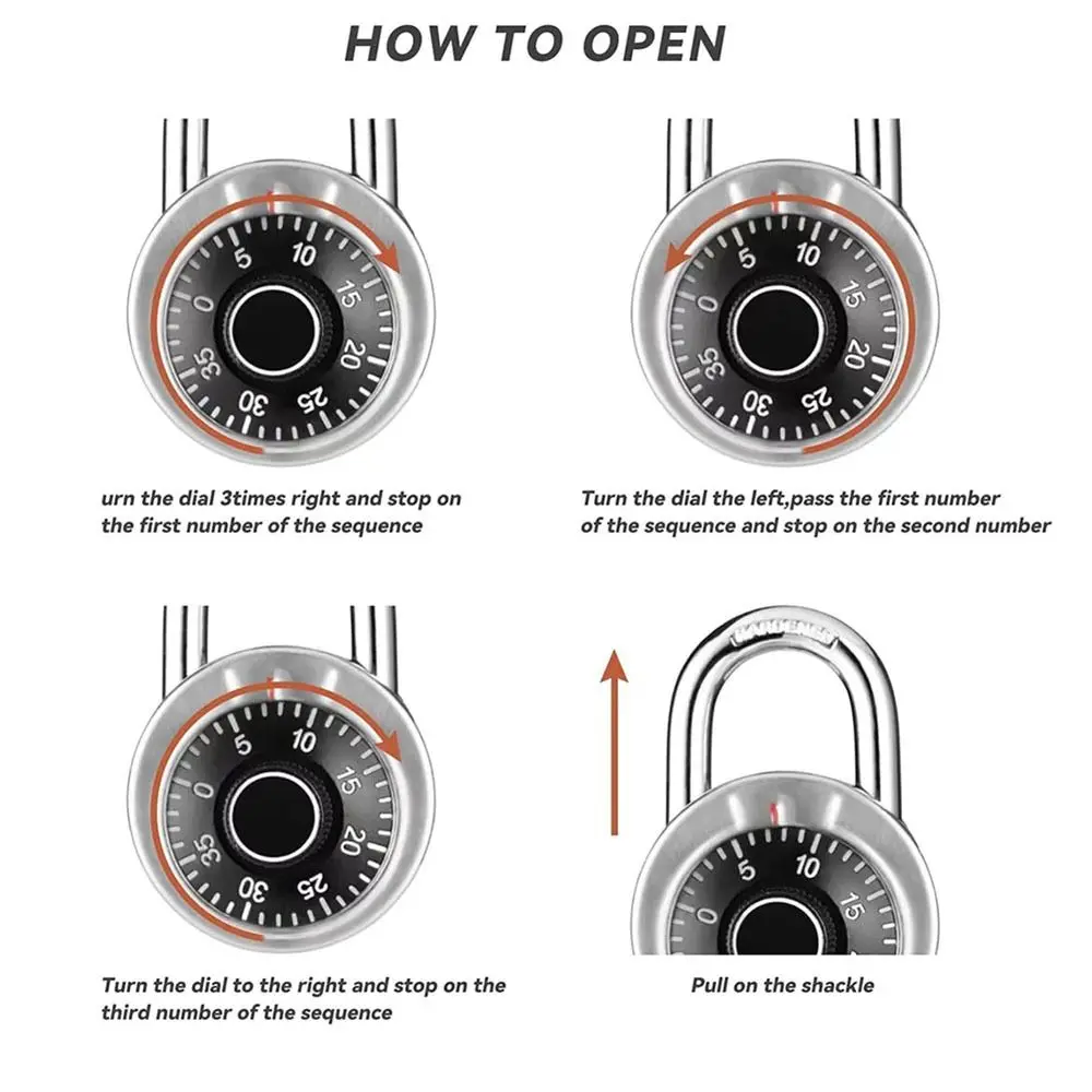 NEW High Security Dia Lock Round Stainless Steel Keyless Padlock Waterproof Turntable Lock Lock - Image 5