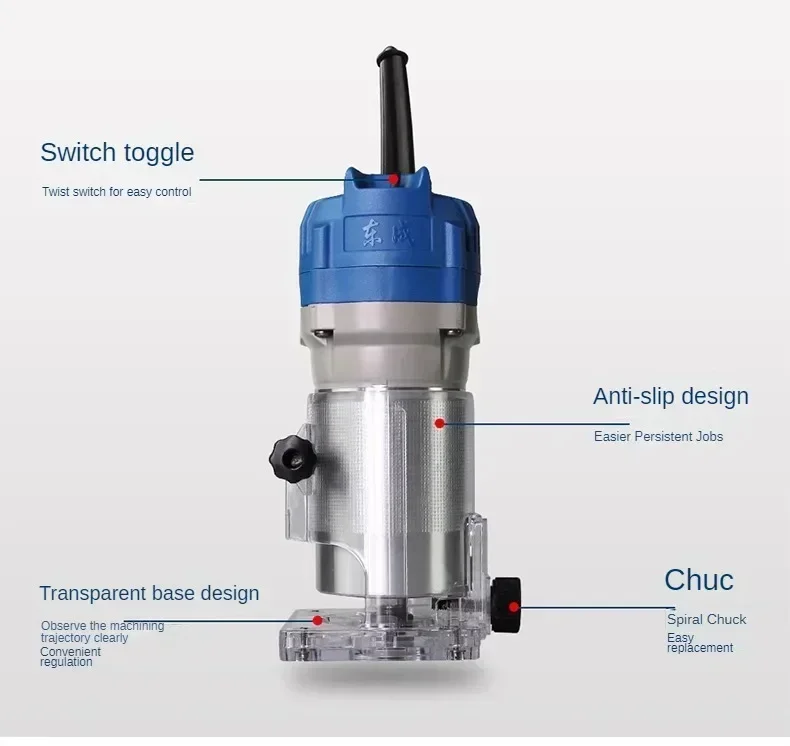 220V Multi-functional Electric Trimmer for Woodworking, Groove Carving and Engraving
