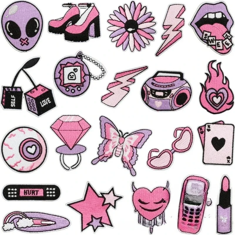 Art Purple Eye Beads Embroidery Cloth Sticker Clothes Decorative Glasses Patch Sticker Alien Computer Embroidery Stamp Ironing