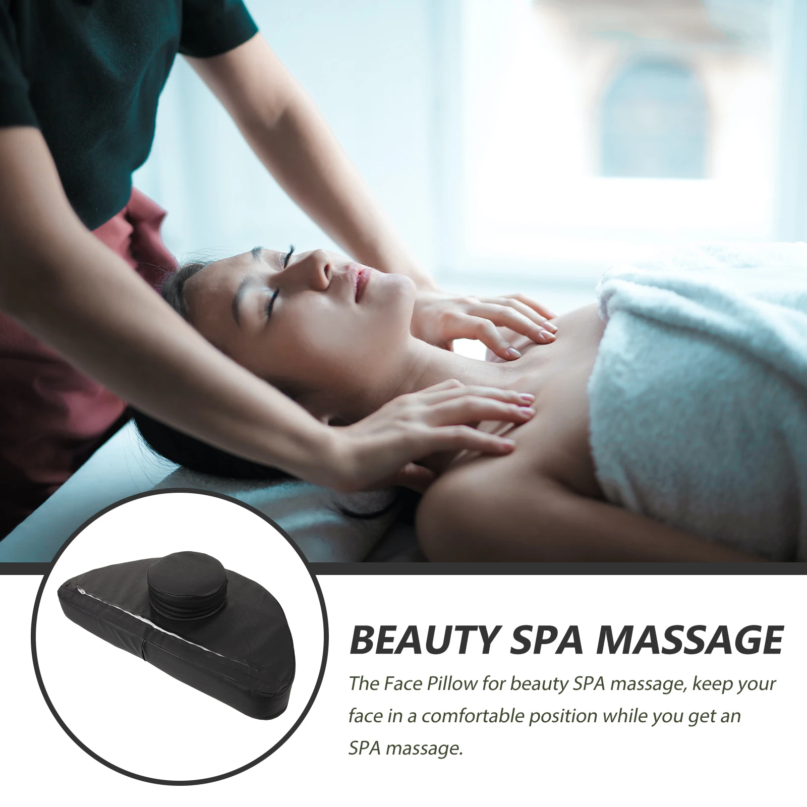 

Beauty Massage Salon Face Bed Headrest Black Decorative Massage Headrest Semi Circle Cylinder Anti Collapse SPA Accessory