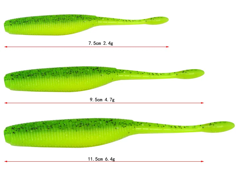 Angelköder, Sway Tail, Fisch, weicher Köder, 7,5 cm, 9,5 cm, 11,5 cm, Salzwurm, Kunstköder, Lot 5 Stück, Ausverkauf – Detail 1