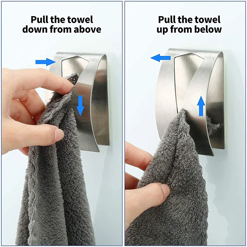 Stainless Steel Towel Holder Hook Self Adhesive Clip Bathroom Cloth Hanger Household Wall Mounted Towel Rack Storage