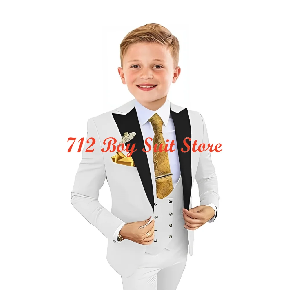 Formal Boy's Suit 3-piece Jacket Vest Pants 2-16 Years Old Kids Suits Elegant Tuxedo Party Dress for Wedding Dinner Party