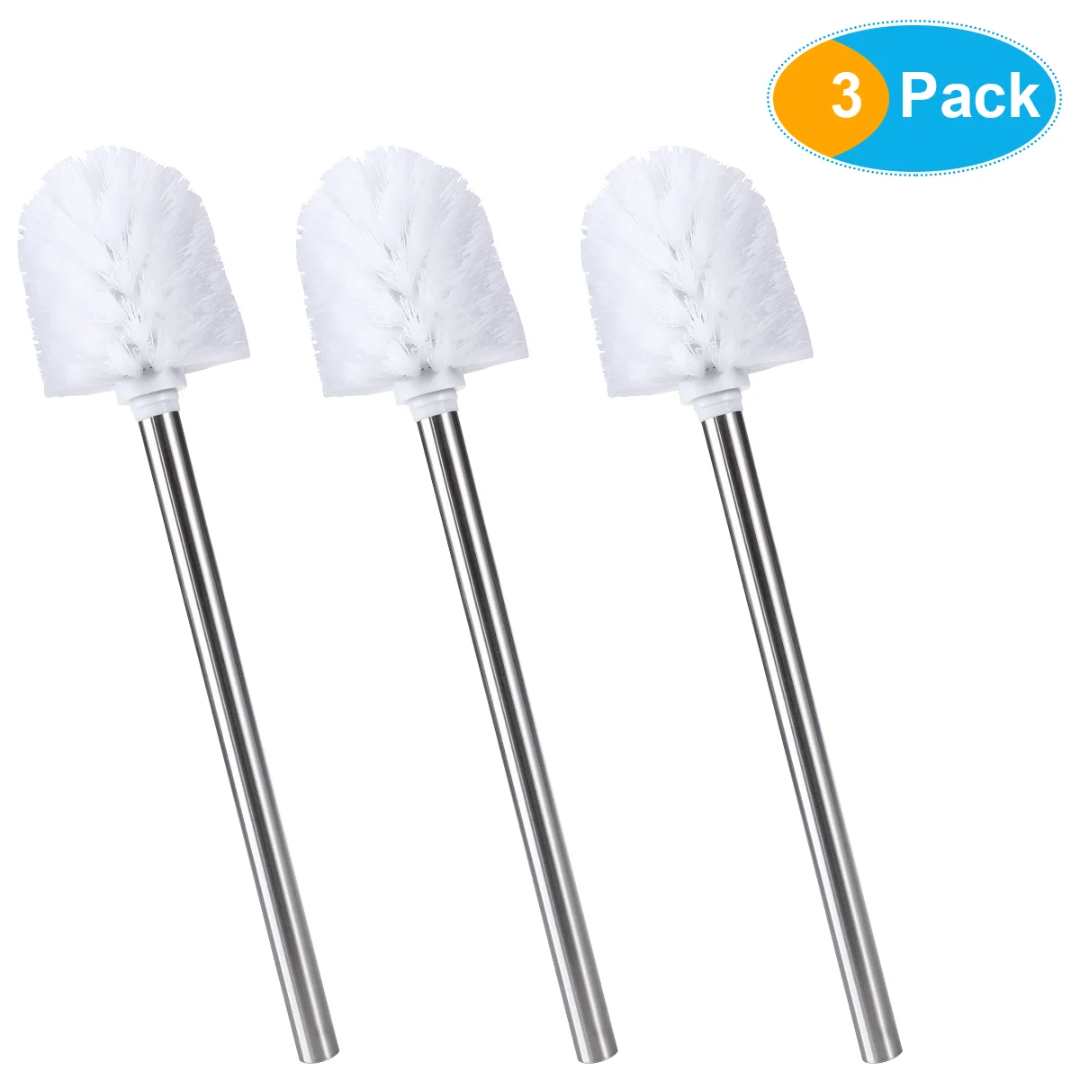 BESTOMZ 3pcs Stainless Steel WC Bathroom Cleaning Toilet Brush Holder