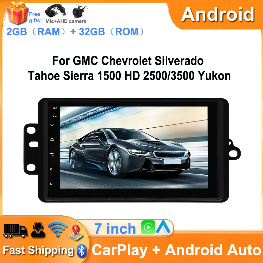 7''Car Stereo Radio Android 15 multimedia Video For GMC Chevrolet Silverado Tahoe Sierra 1500 HD 2500/3500 Yukon with Carplay BT
