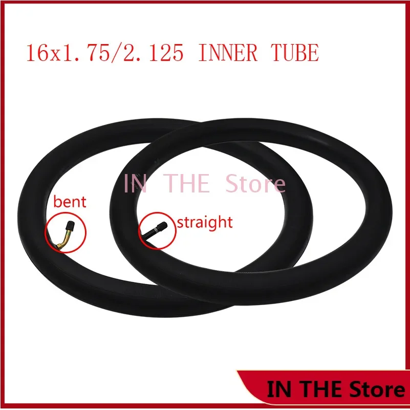 Promotional 16x1.75/2.125 inner tube with angled valve stem or straight  for gas electric scooter and  bike