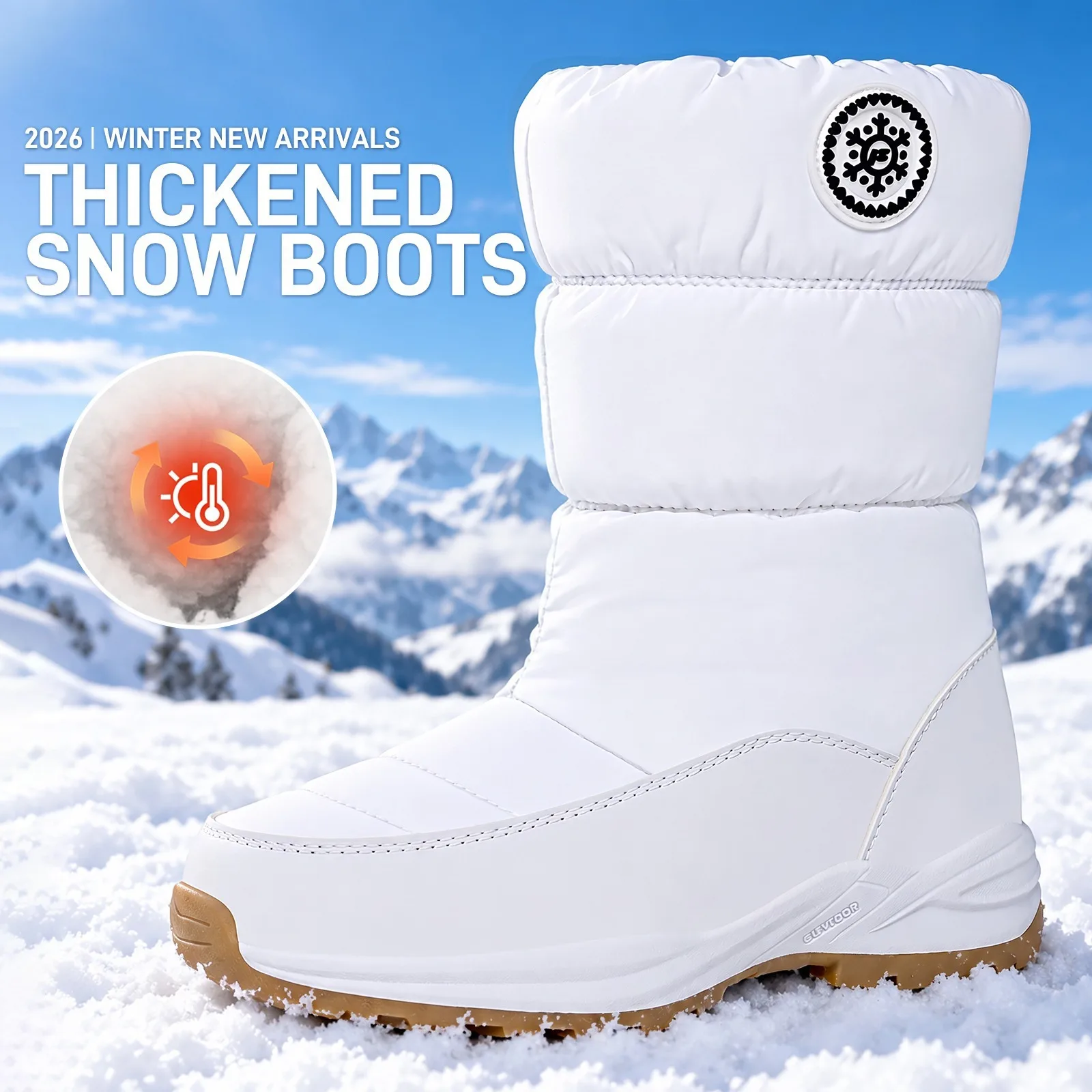 Winter Women's Cotton Shoes with Thick Fleece and High Top Cold Resistant and Warm Snow Boots anti Slip Large Soled Cotton Boots