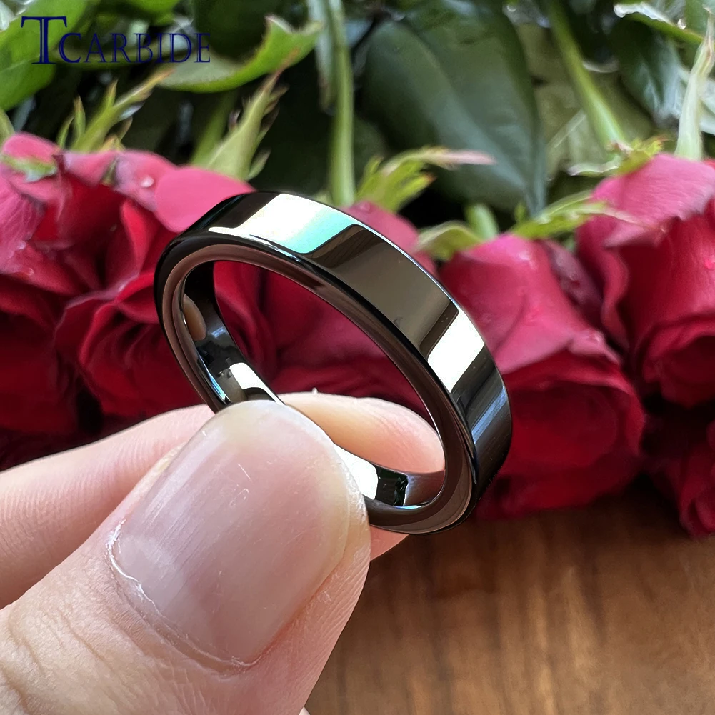 4MM Men Women Classic Wedding Band Multicolors Tungsten Carbide Rings Pipe Cut Polished Finish Comfort Fit