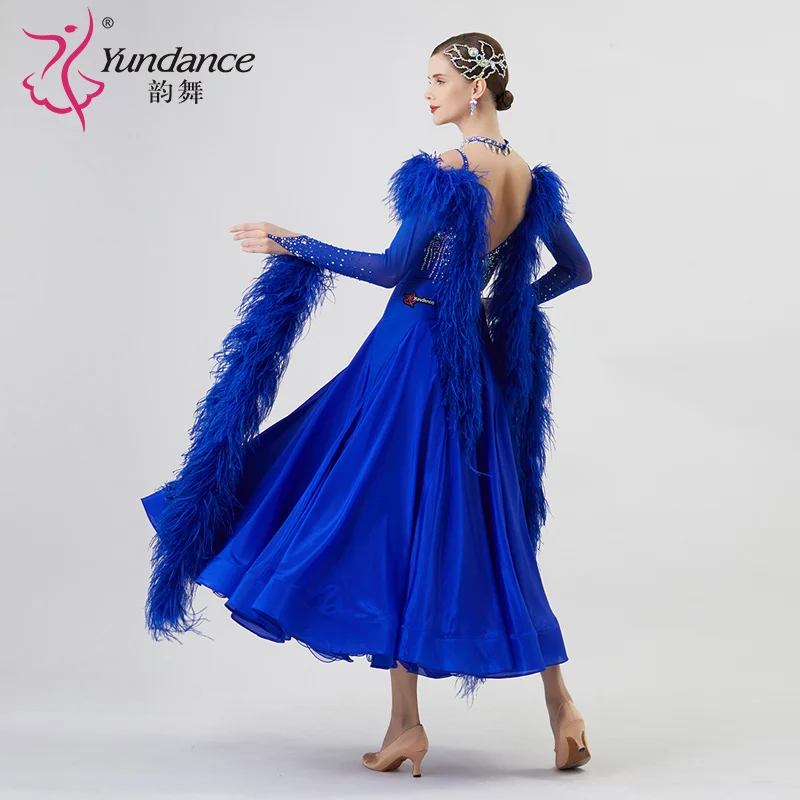 B-22225 Nuevo vestido de baile de salón estándar internacional personalizado Vestidos de baile de salón de seda perlada de alta calidad a la venta