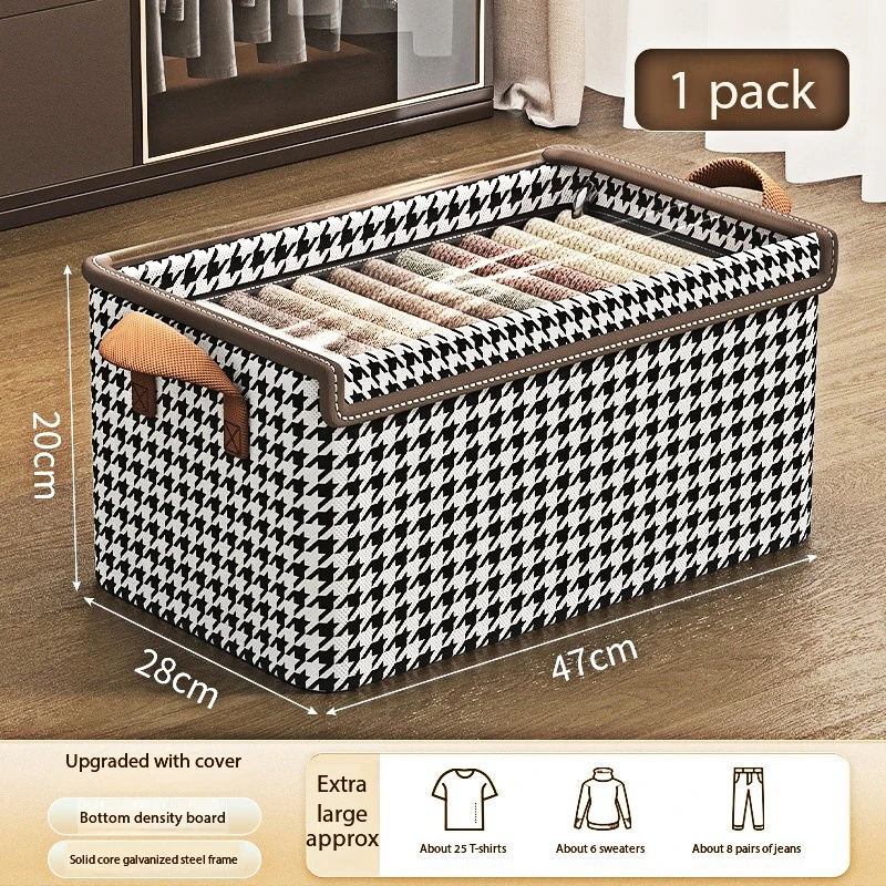 Wardrobe with Dust Cover, Foldable Large Storage Box, Household Multifunctional Folding Clothes Classification Storage Basket - view 5