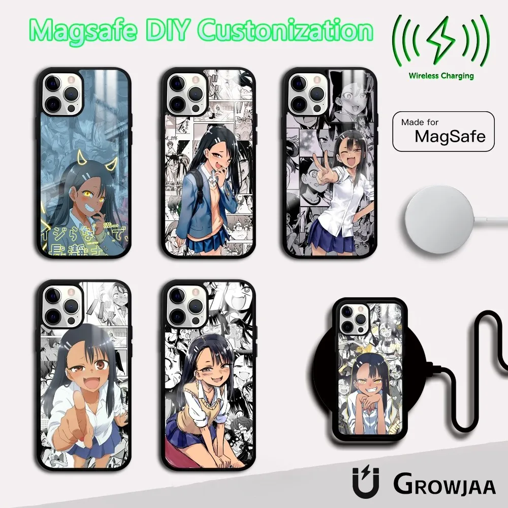 N-Nagatoro San Anime Phone Case For iPhone 16 15 14 13 12 11 Pro Max Plus Mini Magsafe Mirror Wireless Magnetic Cover