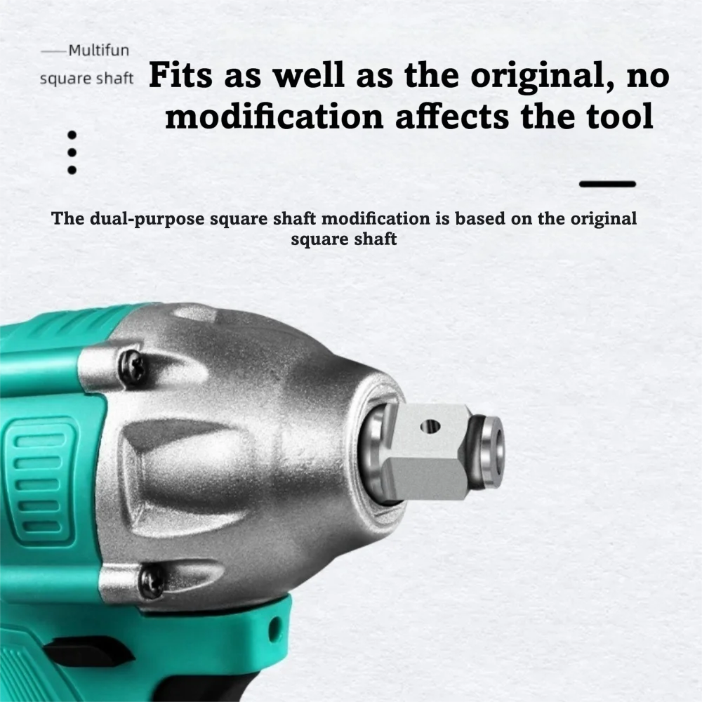 1/4'' Square Shaft Impact Wrench Adapter Brushless Motor Hex T-type Shaft Wrench Spanner Converter Dual-Use Design