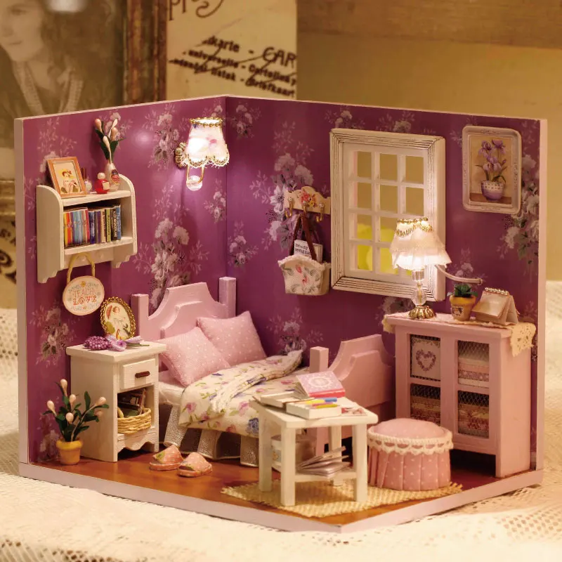 DIY Wooden Miniature Doll House Kits 3D Puzzles Assembly Building Kit With Furniture Decoration Dollhouse Handmade Toys For Gift