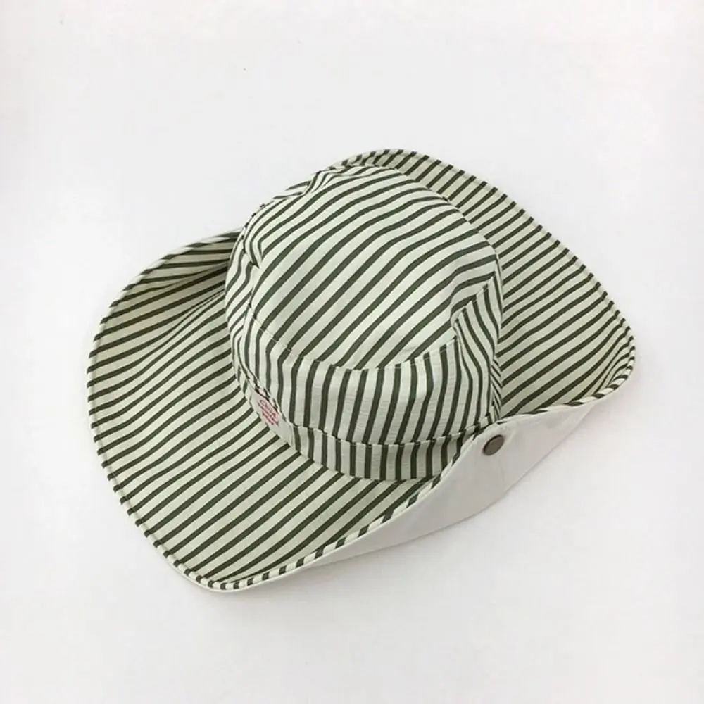 قبعة دلو عصرية للحماية من الأشعة فوق البنفسجية، قبعة بنما مخططة قابلة للطي بحافة واسعة قابلة للتنفس #4