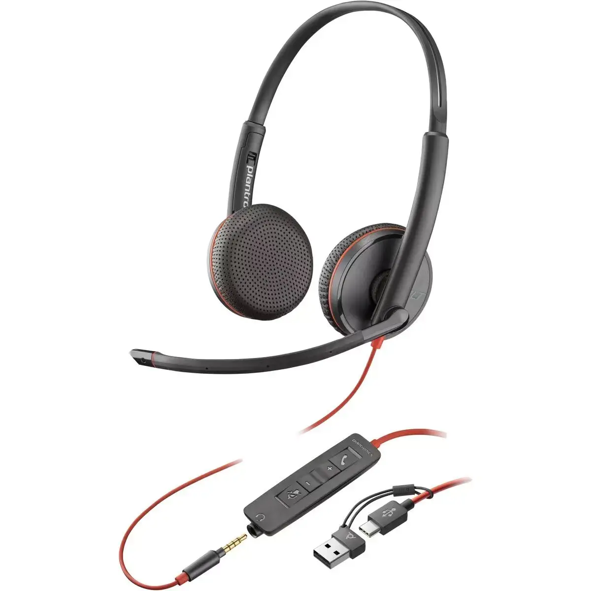 Original Plantronics Blackwire C3225 3.5mm+USB-C/A Headset, On-Ear Mono Headset PN:8X229AA