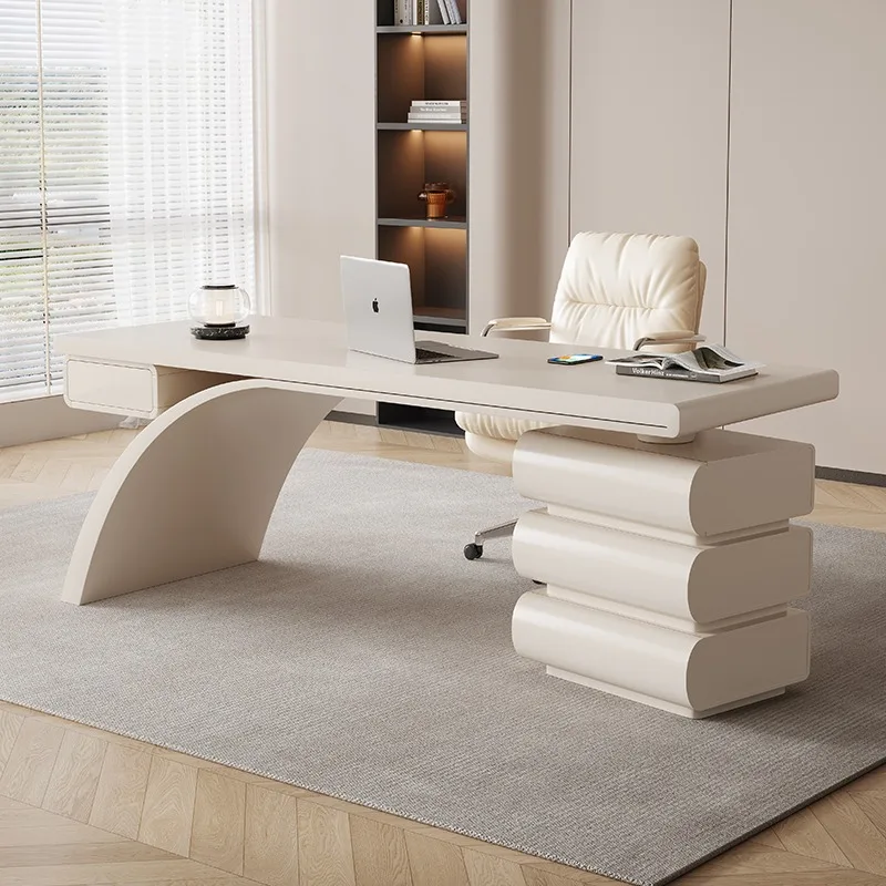 Modern simple female solid desk French light luxury cream pie