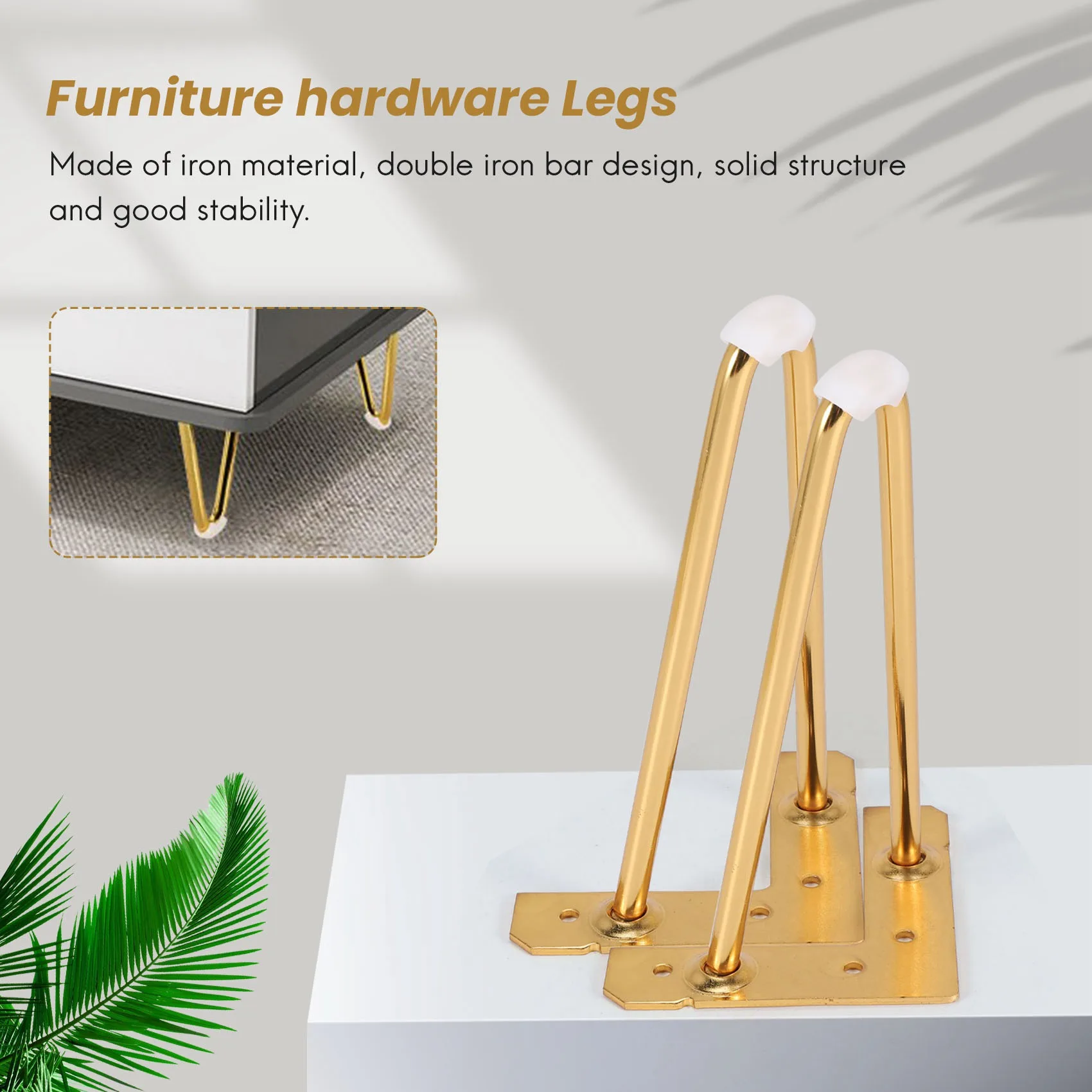 4Pcs 8 Inch Gold Hairpin Legs Protectors for Furniture Legs Sofa Cabinet Furniture Leg Feet Coffee Tea Bar Stool Chair