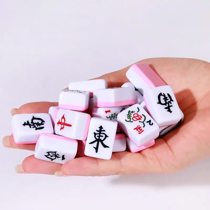 144pcs Mini Mahjong Sets Chinese Traditional Board Game With Large Storage Bag Portable Table Game For Family Leisure Time