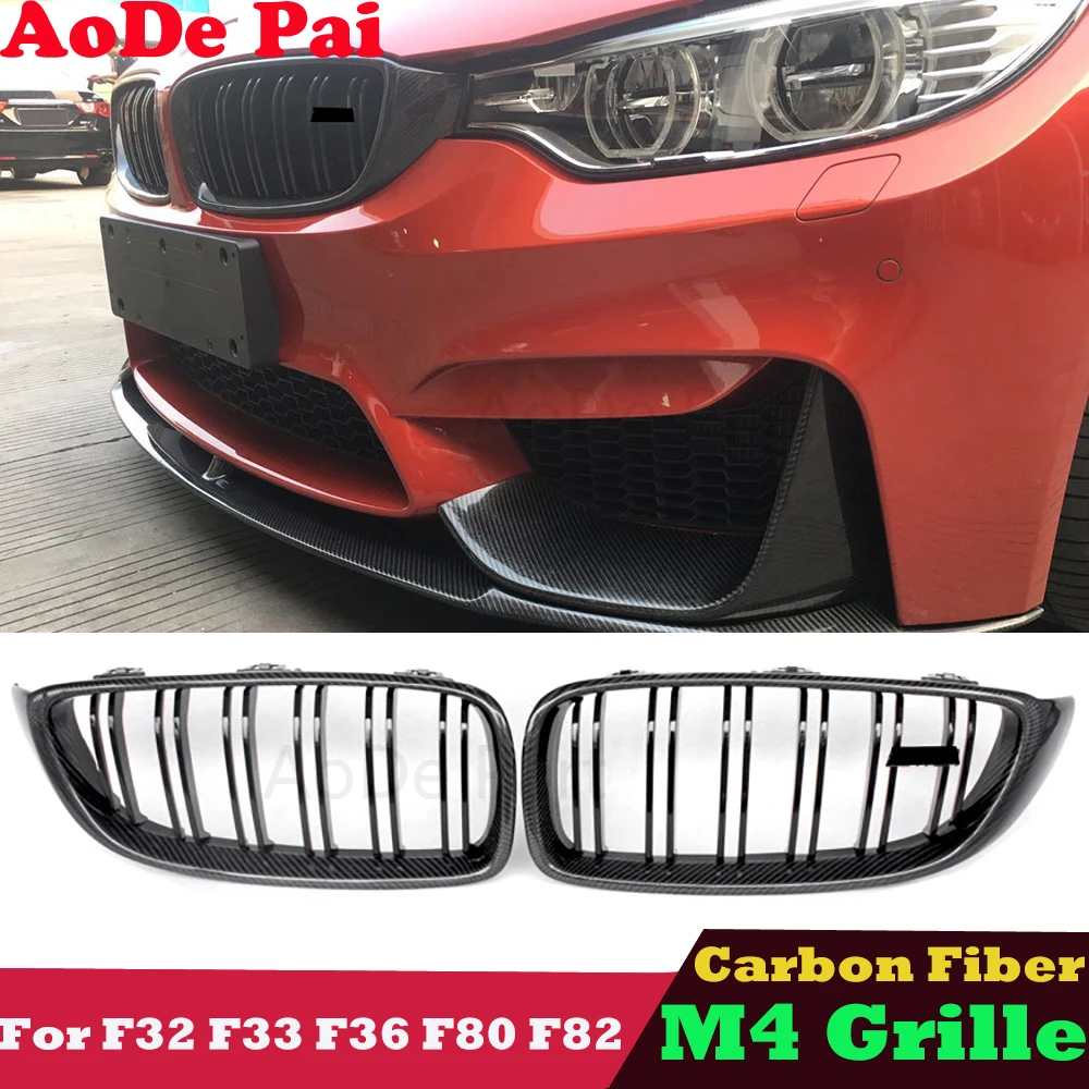 

M3 F80 M4 F82 F83 F32 F33 F36 Carbon Fiber Front Mesh Grille Grill for BMW 4 Series 418i 420i 428i 440i 2014-2019 Dual Slat