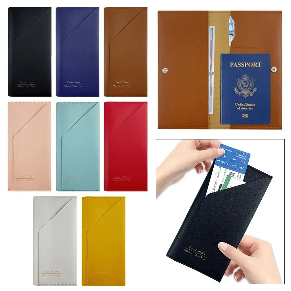 Fashion Pu Leather Passport Cover Solid Color Light-weight Passport Wallets Travel Document Bag Women