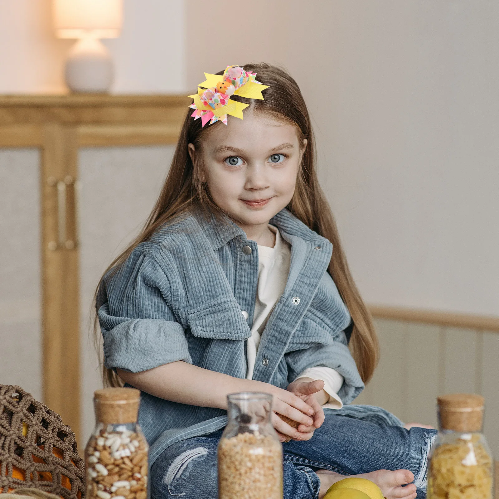 

Charming Easter Hair Accessories for Girls Bright Yellow Bow Clip Safe Non-Slip Hold for Parties Birthdays and Daily Style