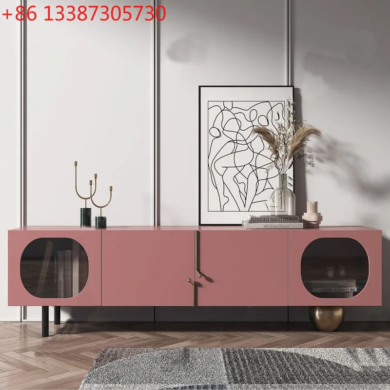 

Nordic paint TV cabinet modern simple living room audio-visual cabinet personalized art