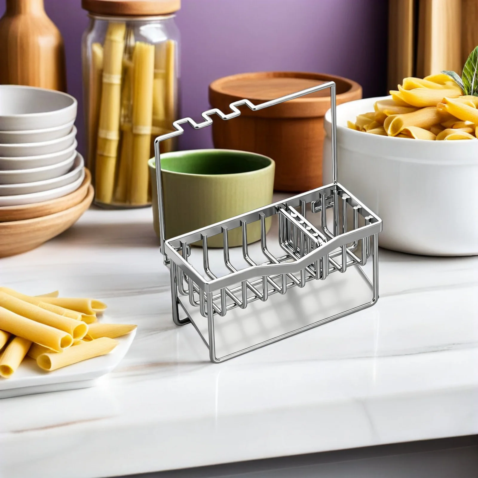 

Stainless Steel Kitchen Sink Organizer Holder for Sponge Soap Storage - Sink Brush Holder Drying Rack with Design