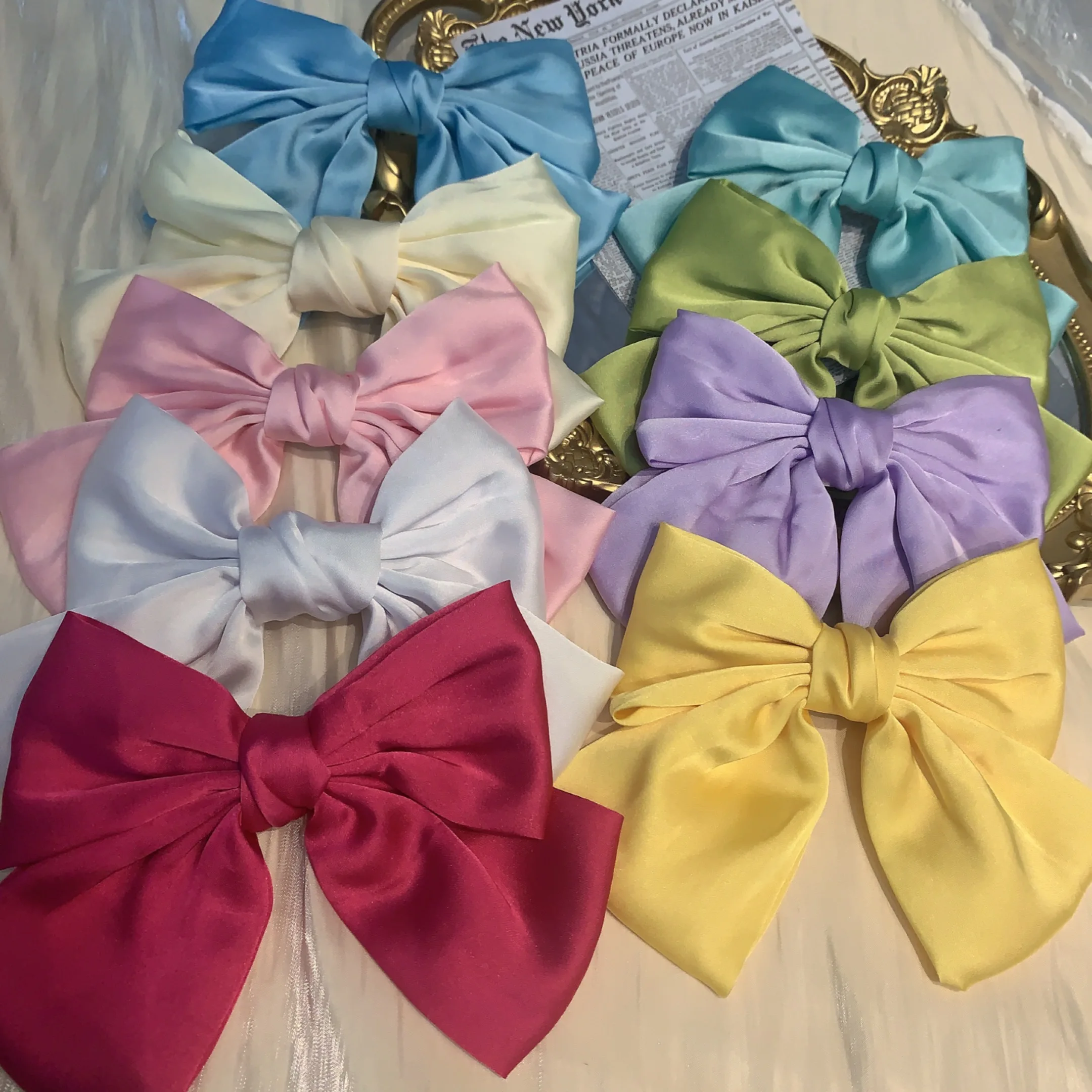 Fashion Ribbon Hairgrips Big Large Bow Hairpin For Women Girls Satin Trendy Ladies Hair Clip New Cute Barrette Hair Accessories