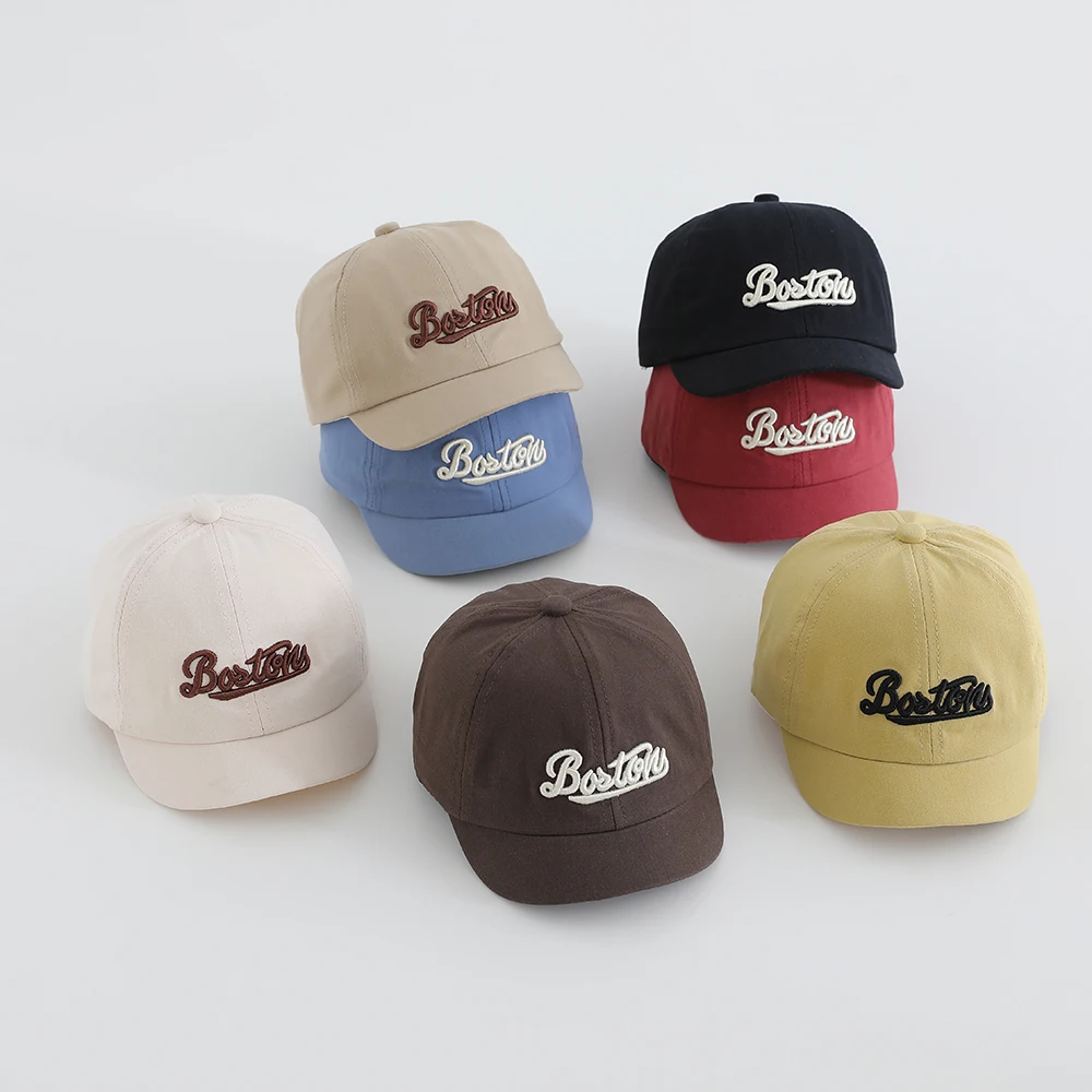 

Детская кепка весна-осень с вышивкой, мягкая кепка с широкими полями для мальчиков и девочек, универсальная повседневная солнцезащитная бейсболка