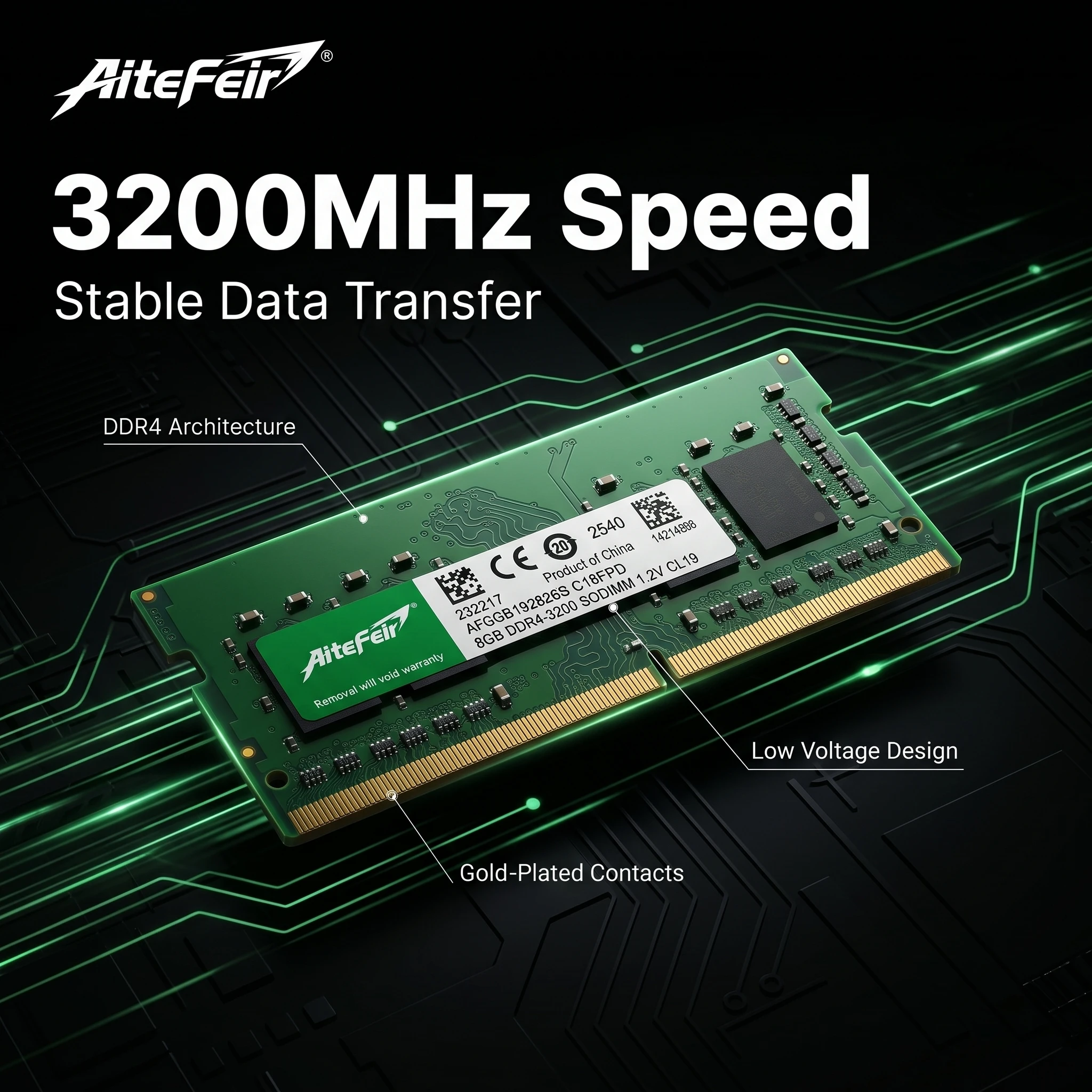 AiteFeir 8GB DDR4 3200MHz Laptop Memory RAM 1.2V CL19 SODIMM Module Memoria Ram for Laptop Computer Notebook Memory Compatible