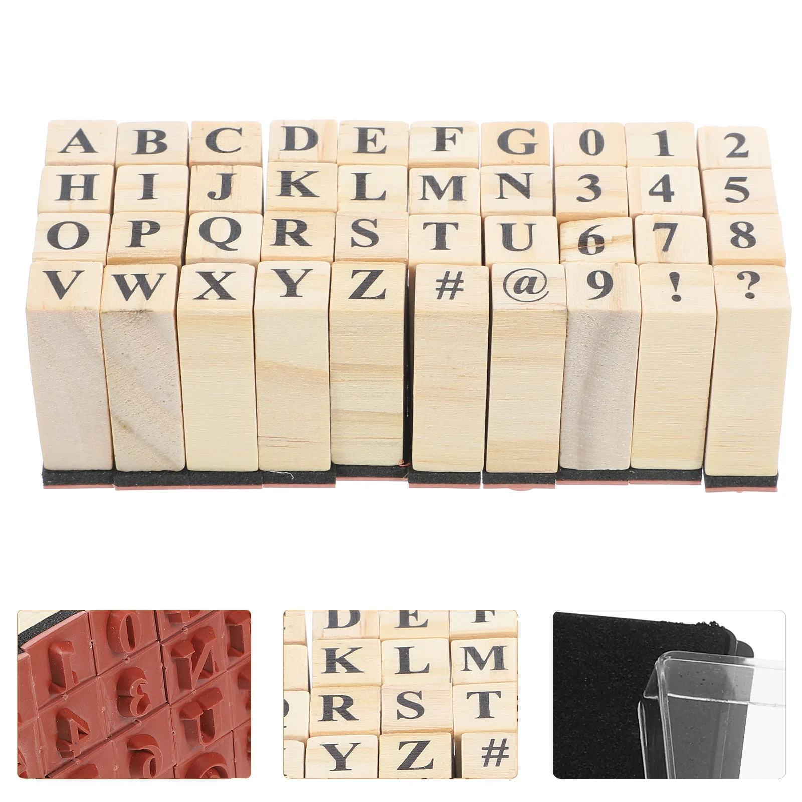 40 Pcs Alphanumeric Stamp Alphabet Stamps for Crafts Scrapbook Supplies Wooden Number