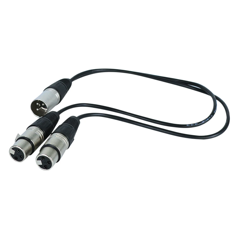 50cm New  XLR 1 Male Plug to 2 XLR Female Jack Mic Audio Cable Adapter Y Splitter For Microphone Accessory