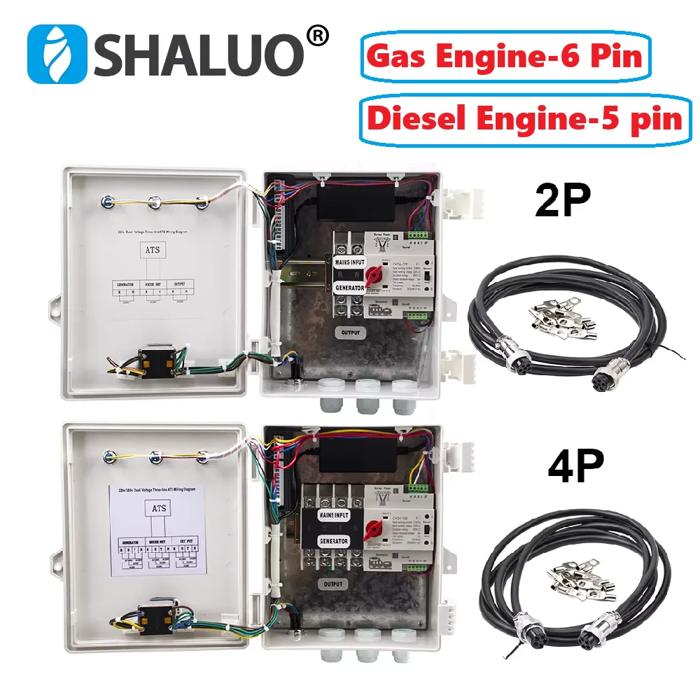 10KWGasoline Diesel Engine ATS Control Box Auto Start Controller Single Phase 220V Three Phase 380V 5 pin 6 pin Generator Parts