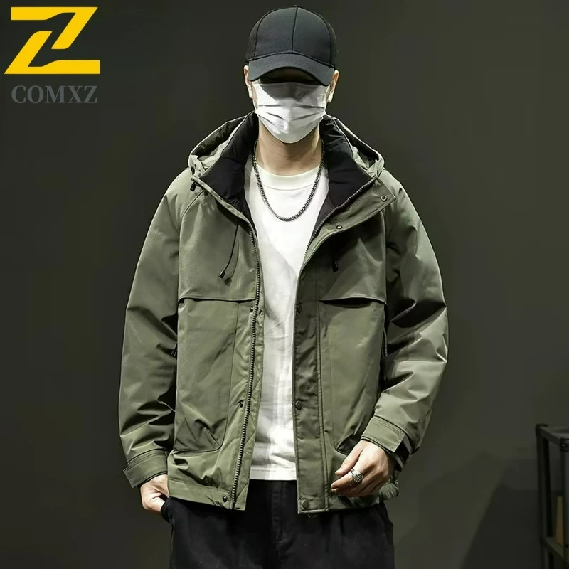 

Классическая мужская куртка COMXZ Urban Adventure с капюшоном, уличные легкие пальто, повседневная ветрозащитная удобная осенняя одежда для путешествий