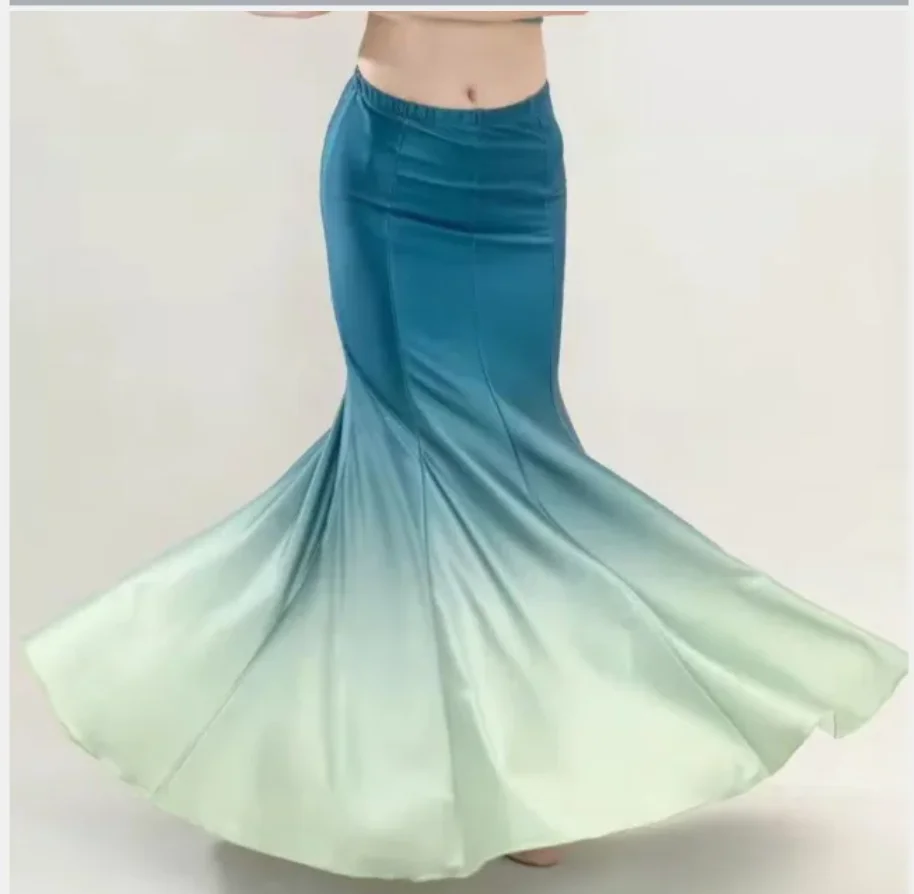 1pcs/lot folk style woman mermaid dancing skirt lady gradient fishtail dancing skirt