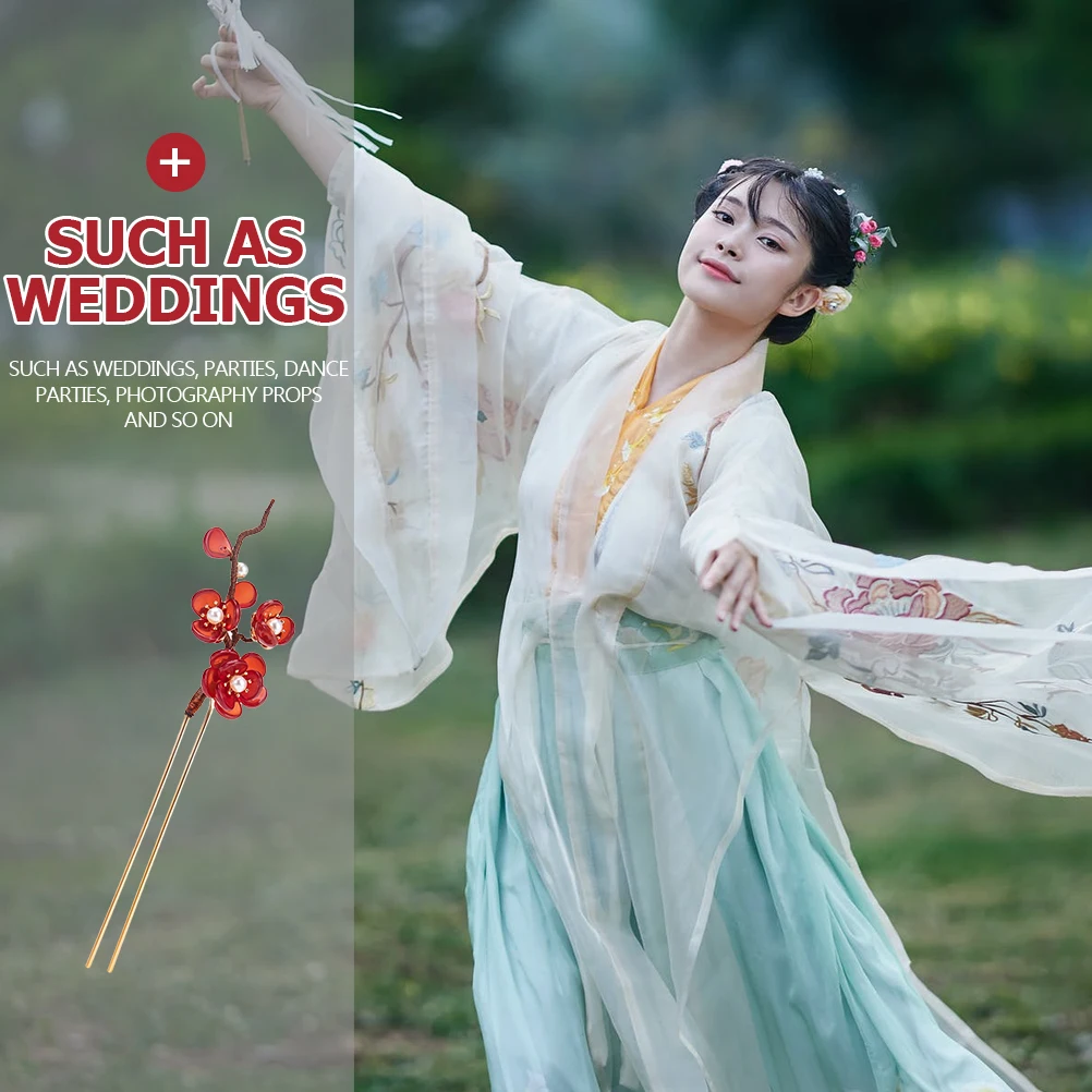

Chic Vintage Chinese Flower Hairpin Alloy Hair Forks U-Shaped Hairpins For Women Chignons Wedding Party Dance Photography Long