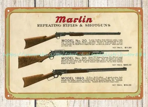 Arte de pared para el hogar 1913 Marlin, armas de fuego, Rifles repetidos y escopetas, letrero de estaño de metal
