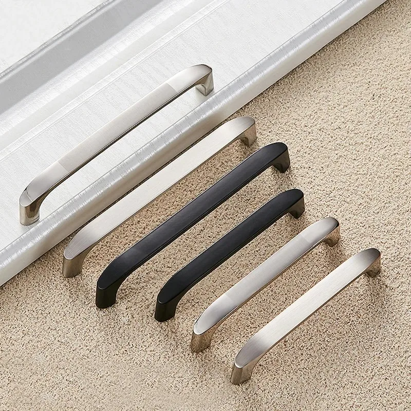 Yiqianyuan Cabinet Handles Kitchen Door Handles Zinc Alloy Wardrobe Drawer Handles Black Brushed Modern Style Furniture Hardware