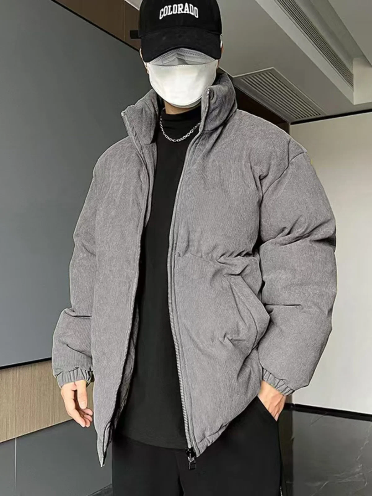 

American Retro Super Thi Corduroy Cotton Jaet Men's Winter Northeast Zero below 40 Deees Cotton Coat Trendy Loose Cotto...