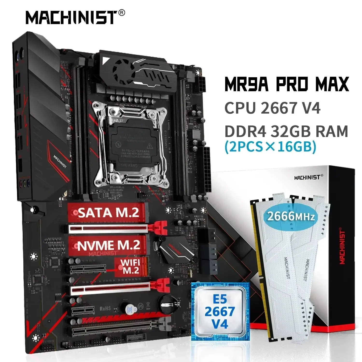 MACHINIST X99 MR9A PRO MAX Mother board Combo Kit Xeon E5 2667 V4