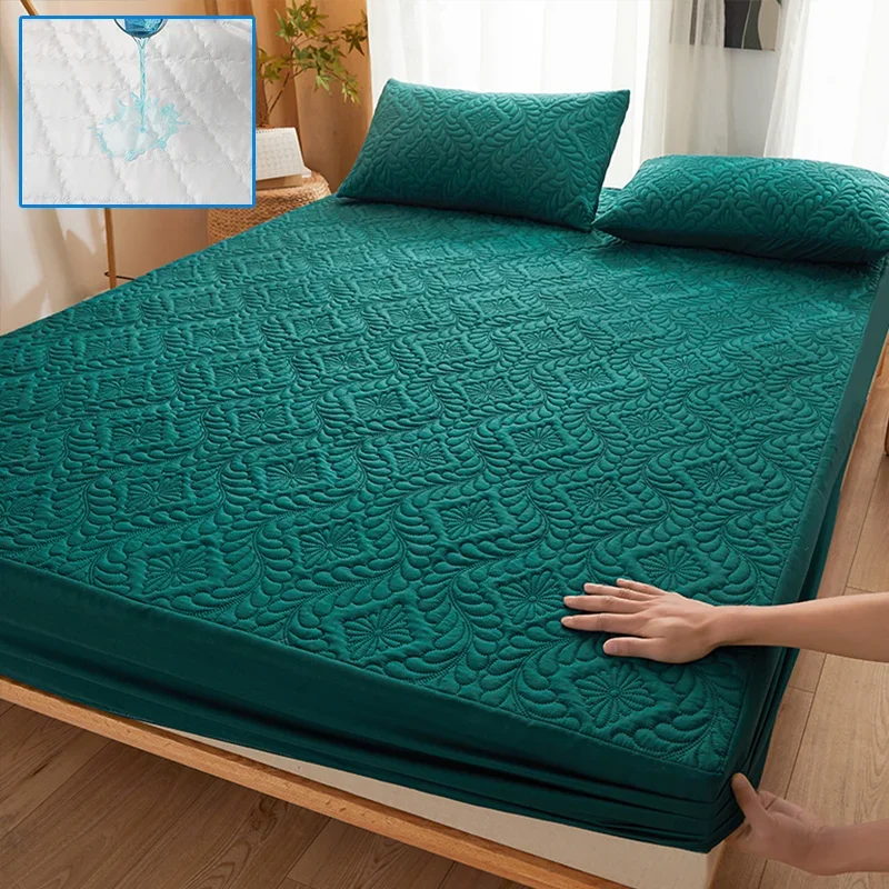 Mattress Cover & GrippWaterproof Quilted Mattress Protector Breathable Mattress Cover Anti-mite Anti-bacterial Fitted Bed Sheet