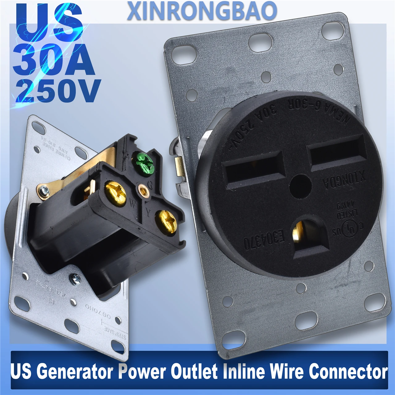 250V 30A AC NEMA6-30R US Generator Power Outlet Inline Wire Connector American Panel Receptacle Anti-off Industrial Power Socket