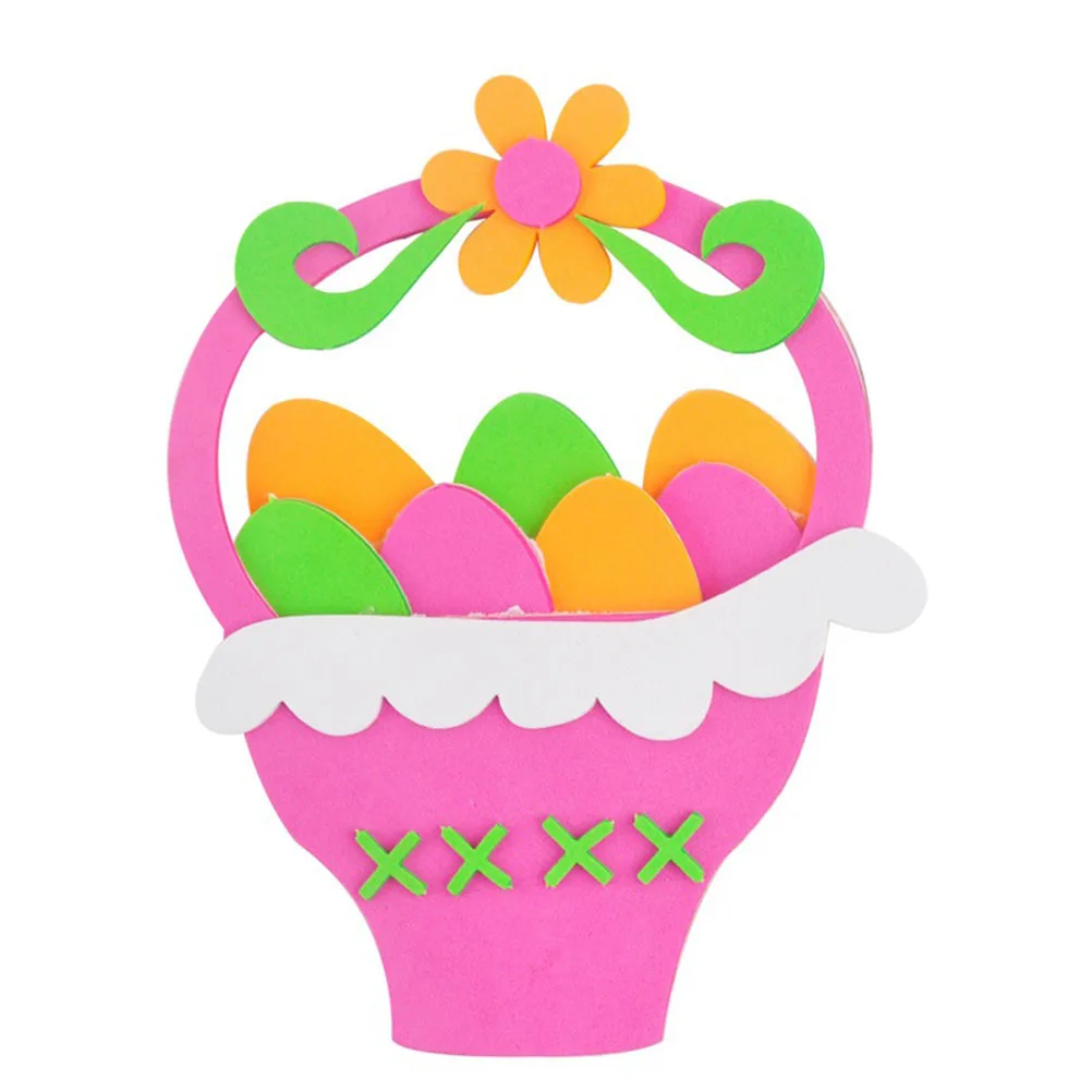 Vaguelly 4-teiliges Blumenkorb-Bastel-Lernspielzeug für Kinder, Ostergeschenk, Cartoon-Kunst-Bastelset