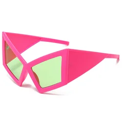 New Fashion Oversized Cat Eye Sunglasses Women Red Shades Uv400 Retro Gradient Men Wide Legs Sun Glasses