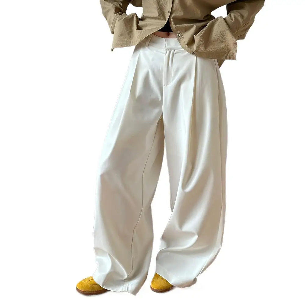

2025 Women Spring Fashion Big Wide Leg Pants High Waist Pleated Design Fashion Clothes Pants Female Trousers