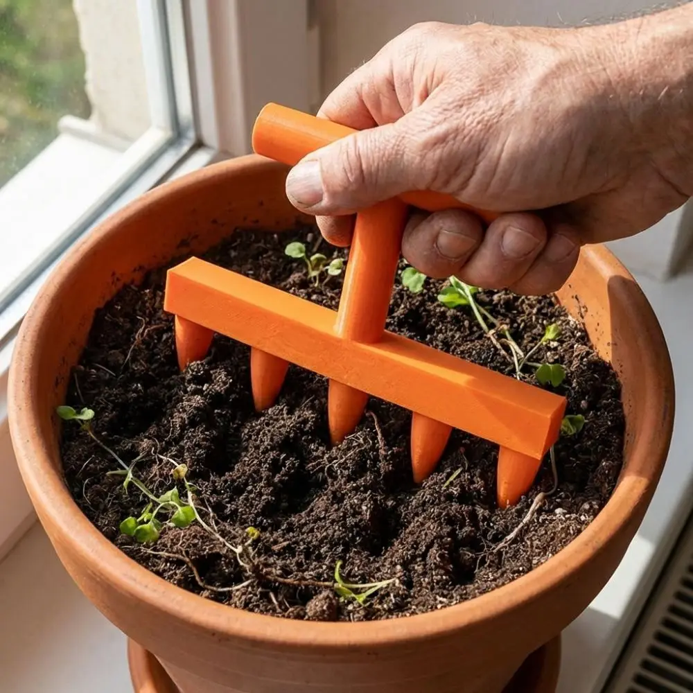 Plastic Soil Hole Drilling Tool 5-Prong Fast Even Spreader Planter Fixed Spacing Ergonomic Handle Garden Row Marker